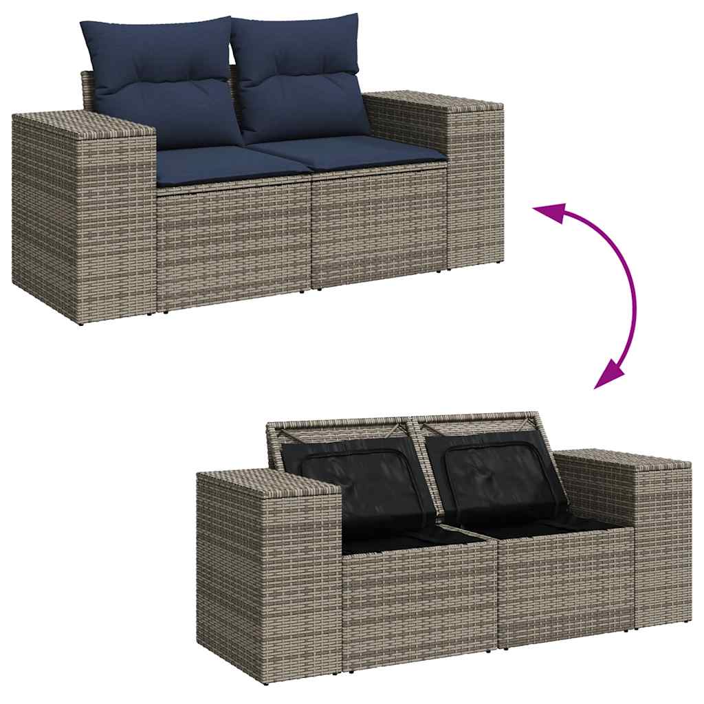 vidaXL Set Divano da Giardino 8pz con Cuscini Grigio Polyrattan Acacia