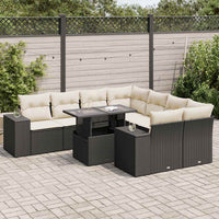 Set Divani da Giardino 9 pz con Cuscini Nero in Polyrattan 3326767