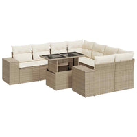 vidaXL Set Divano da Giardino 9 pz con Cuscini Beige in Polyrattan