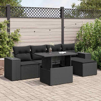 vidaXL Set Divano da Giardino 6 pz con Cuscini Nero in Polyrattan