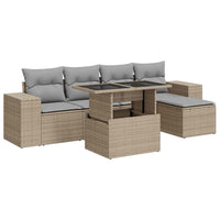 vidaXL Set Divano da Giardino 6 pz con Cuscini Beige in Polyrattan
