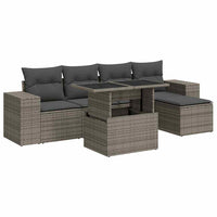 vidaXL Set Divano da Giardino 6 pz con Cuscini Grigio in Polyrattan