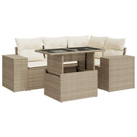 vidaXL Set Divano da Giardino 5 pz con Cuscini Beige in Polyrattan