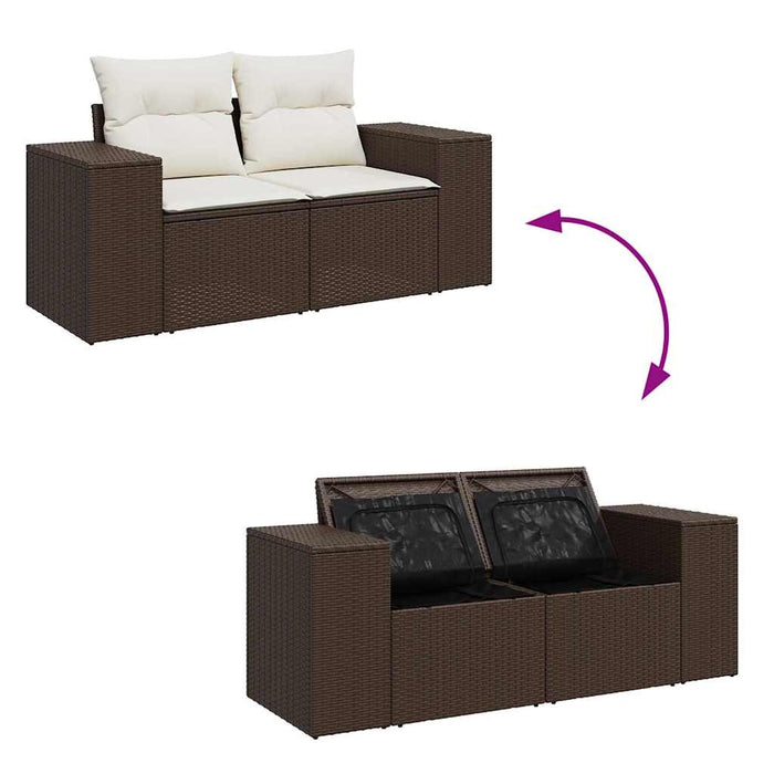 vidaXL Set Divano da Giardino 5 pz con Cuscini Marrone in Polyrattan
