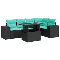 Set Divani da Giardino 6 pz con Cuscini Nero Polyrattan Acacia 3326798
