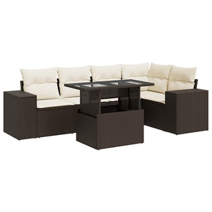 vidaXL Set Divano da Giardino 6 pz con Cuscini Marrone in Polyrattan