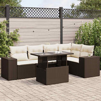 vidaXL Set Divano da Giardino 6 pz con Cuscini Marrone in Polyrattan
