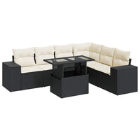 vidaXL Set Divani da Giardino con Cuscini 7pz Nero Polyrattan