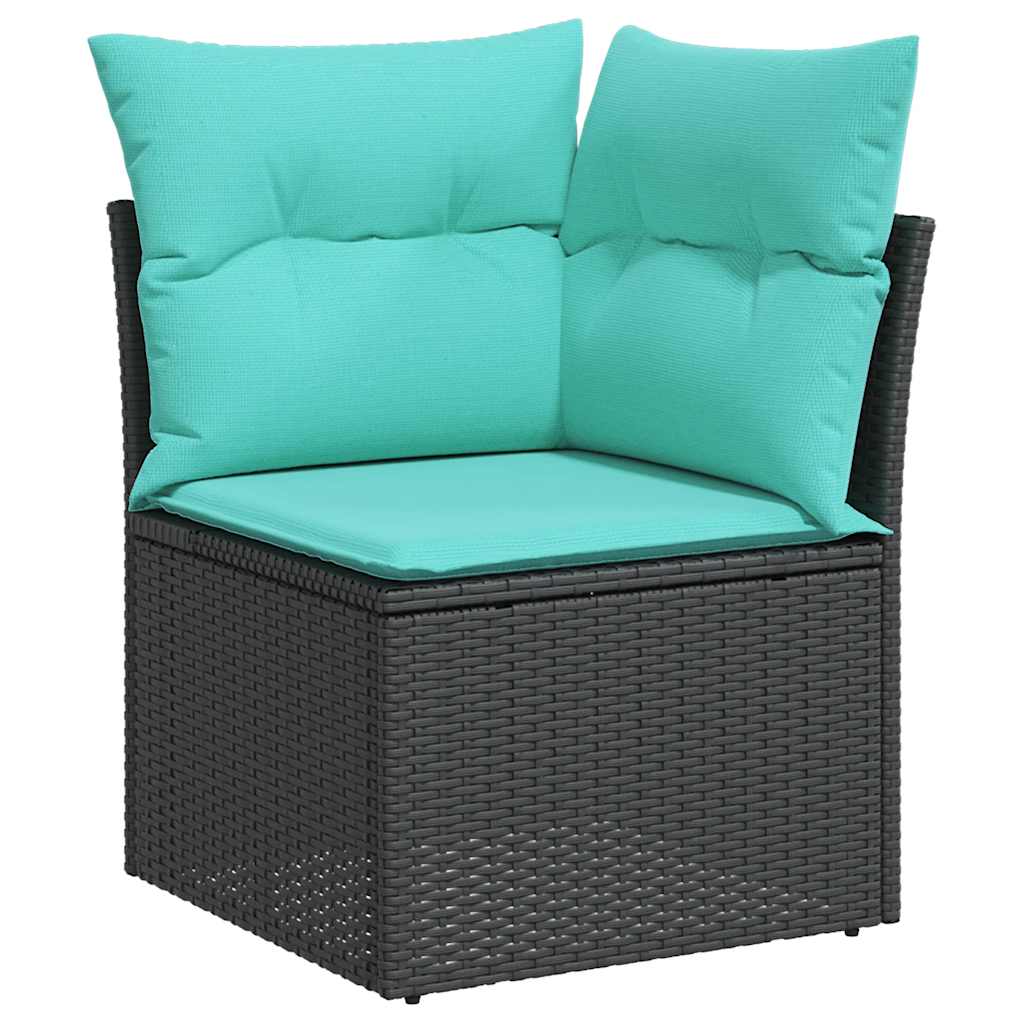 Set Divani Giardino 7pz con Cuscini Nero in Polyrattan Acacia 3326808
