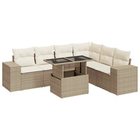 Set Divani da Giardino 7 pz con Cuscini Beige in Polyrattan 3326809