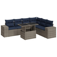 vidaXL Set Divani Giardino 7 pz con Cuscini Polyrattan Grigio Acacia