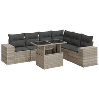 vidaXL Set Divani da Giardino 7pz con Cuscini Grigio Chiaro Polyrattan