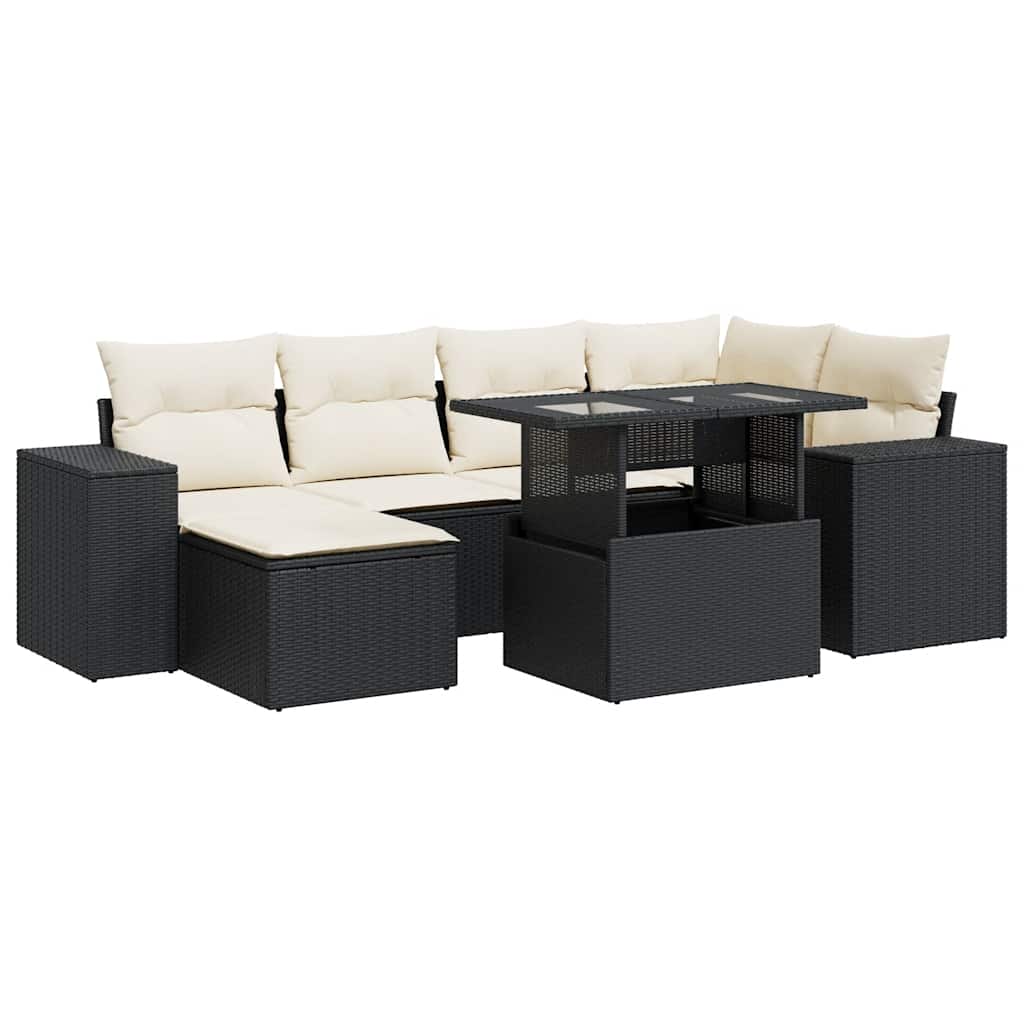 Set Divani da Giardino con Cuscini 7pz Nero Polyrattan 3326827