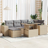 vidaXL Set Divani da Giardino 7 pz con Cuscini Beige in Polyrattan