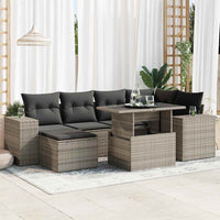 vidaXL Set Divani da Giardino 7 pz con Cuscini Grigio in Polyrattan