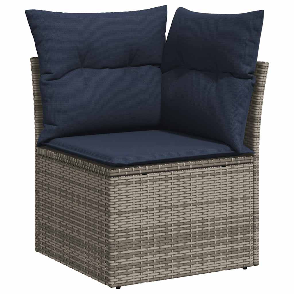 vidaXL Set Divano da Giardino 9pz con Cuscini Grigio Polyrattan Acacia