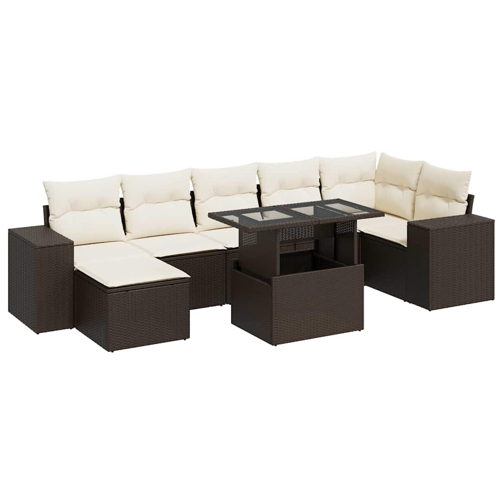 vidaXL Set Divani da Giardino 8 pz con Cuscini Marrone in Polyrattan