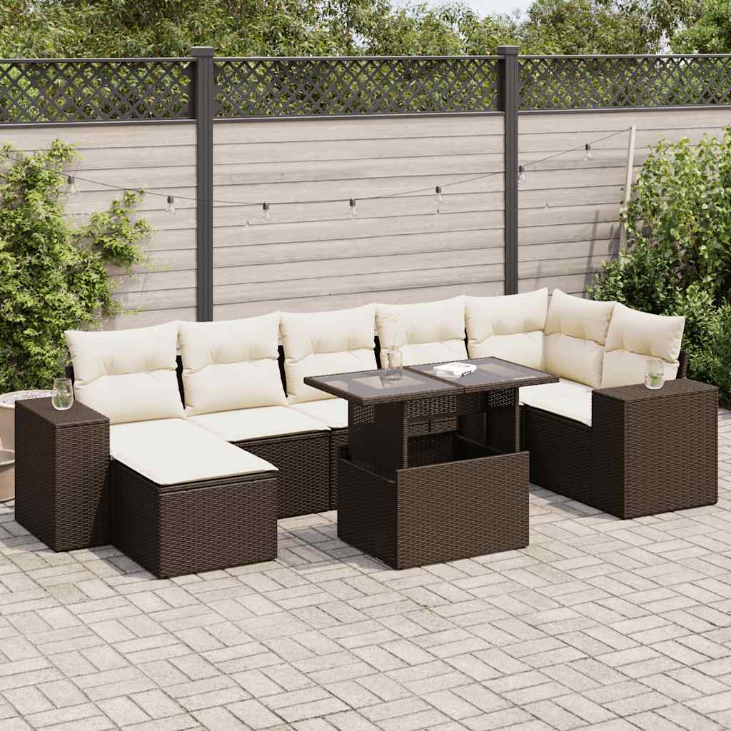 vidaXL Set Divani da Giardino 8 pz con Cuscini Marrone in Polyrattan