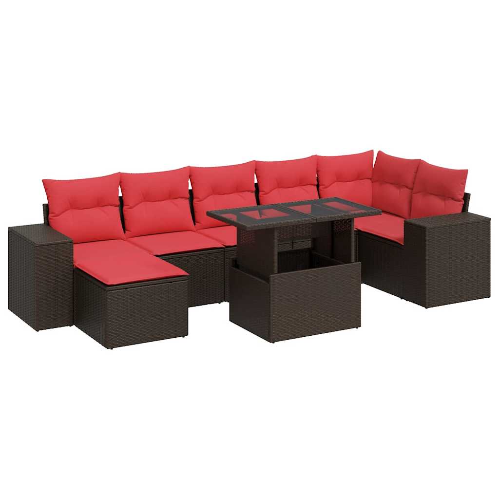 vidaXL Set Divani Giardino 8 pz con Cuscini Marrone Polyrattan Acacia