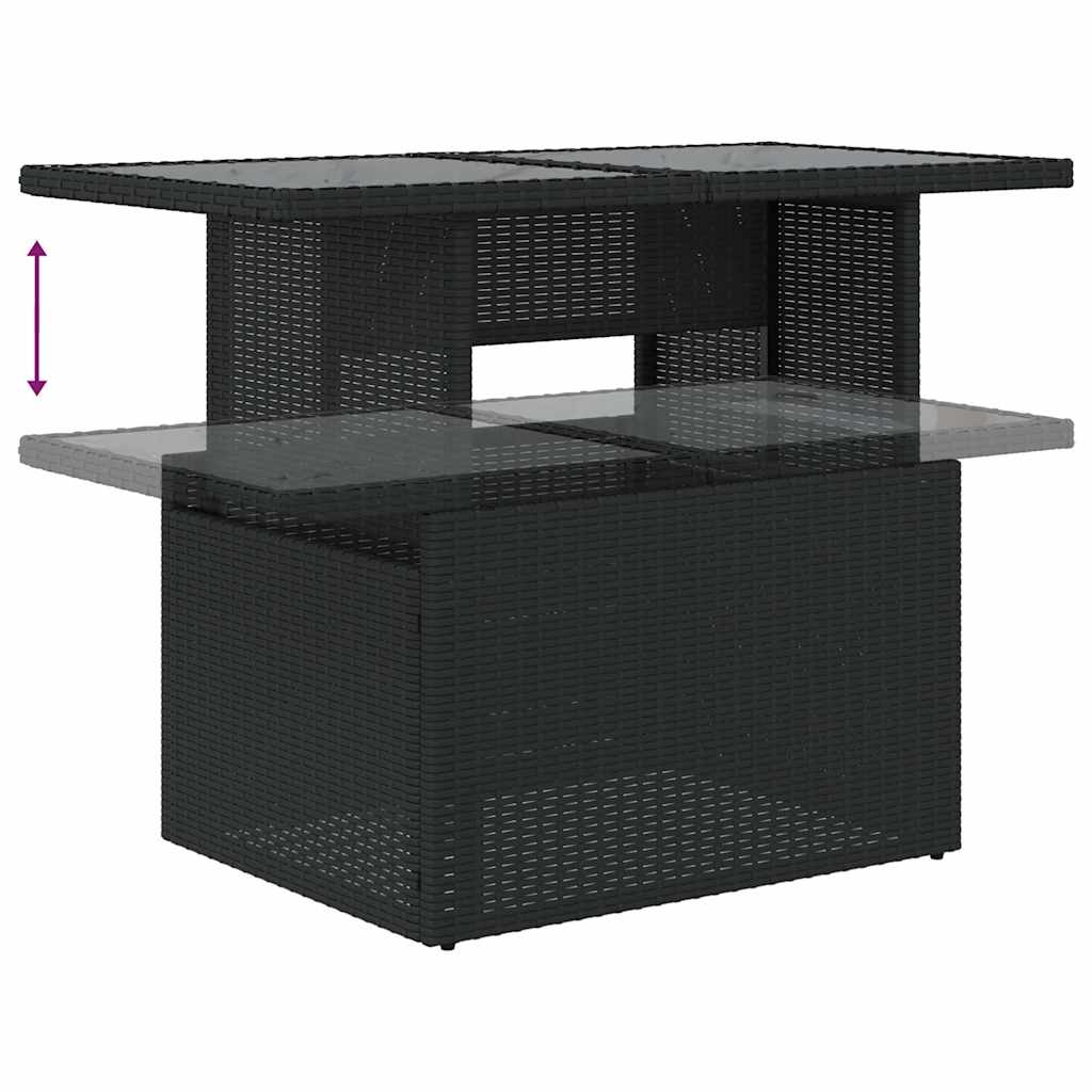 Set Divani da Giardino 9 pz con Cuscini Nero Polyrattan Acacia 3326848