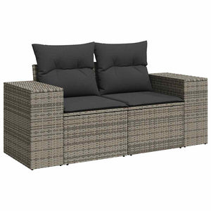 vidaXL Set Divano da Giardino 9 pz con Cuscini Grigio in Polyrattan