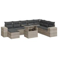 vidaXL Set Divano da Giardino 9pz con Cuscini Grigio Chiaro Polyrattan