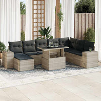 vidaXL Set Divano da Giardino 9pz con Cuscini Grigio Chiaro Polyrattan