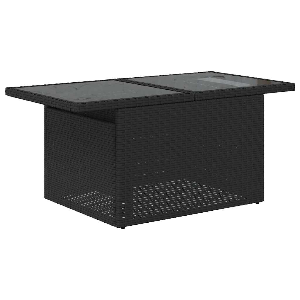 Set Divani Giardino 10pz con Cuscini Nero in Polyrattan Acacia 3326858