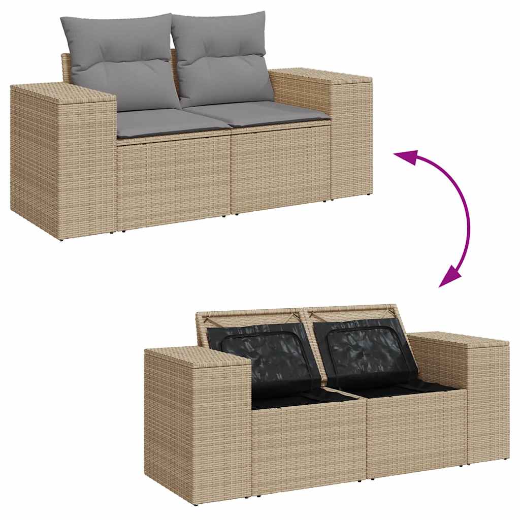 Set Divano da Giardino 10 pz con Cuscini Beige in Polyrattan 3326860
