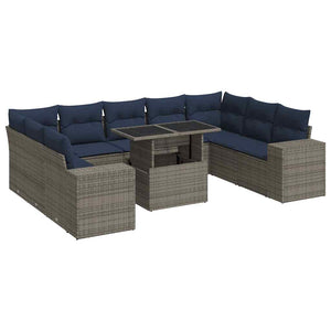 Divano Giardino 10 pz con Cuscini Grigio in Polyrattan Acacia 3326862