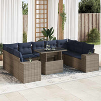 Divano Giardino 10 pz con Cuscini Grigio in Polyrattan Acacia 3326862
