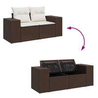 vidaXL Set Divani da Giardino 10pz con Cuscini in Polyrattan Marrone
