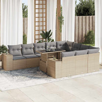 vidaXL Set Divani da Giardino 11 pz con Cuscini Beige in Polyrattan