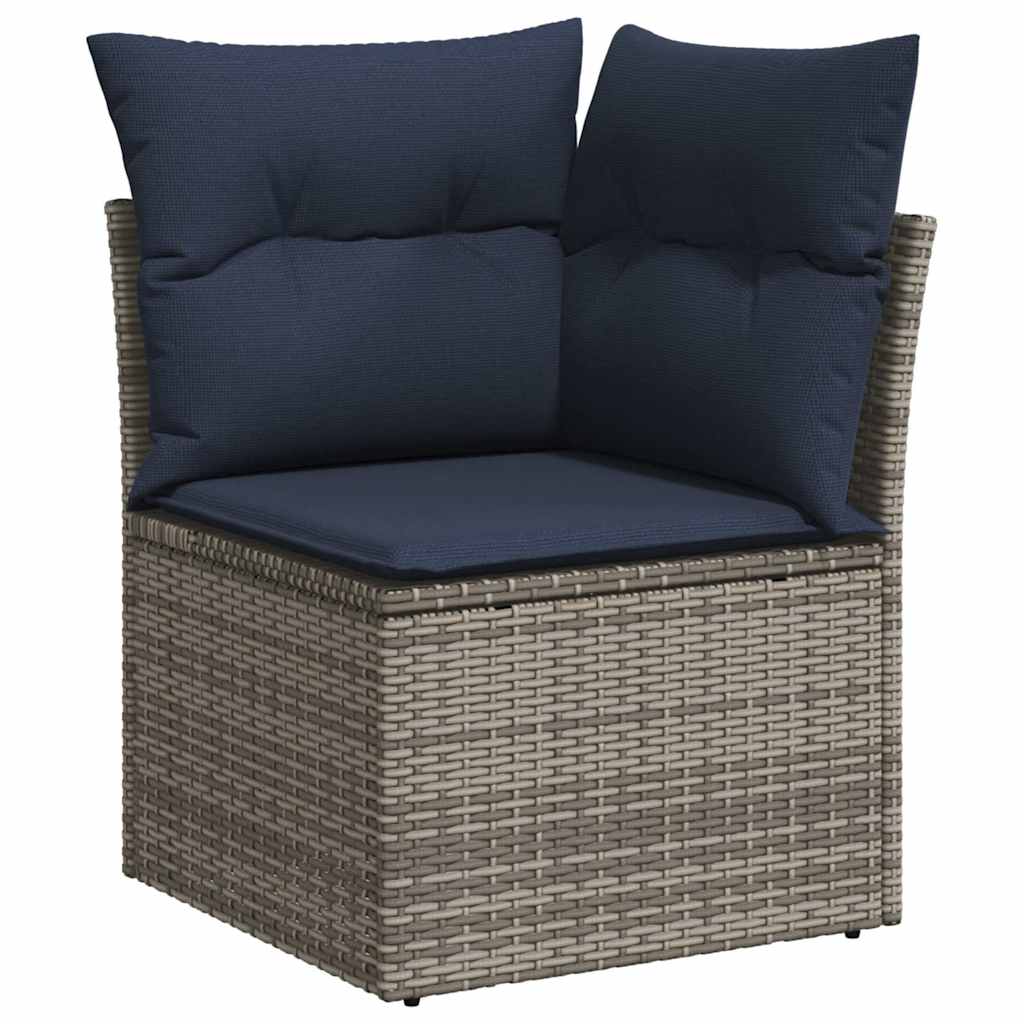 vidaXL Set Divani Giardino 11 pz con Cuscini Polyrattan Acacia Grigio