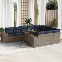 vidaXL Set Divani Giardino 11 pz con Cuscini Polyrattan Acacia Grigio