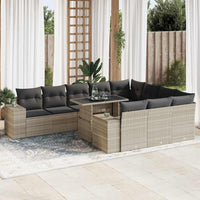 vidaXL Set Divani da Giardino 11 pz con Cuscini in Polyrattan Grigio