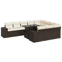 Set Divani da Giardino 11 pz con Cuscini Polyrattan Marrone