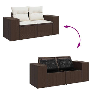 Set Divani da Giardino 11 pz con Cuscini Polyrattan Marrone