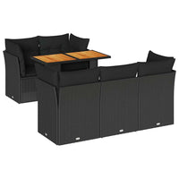 Set Divano da Giardino 6 pz con Cuscini Nero in Polyrattan
