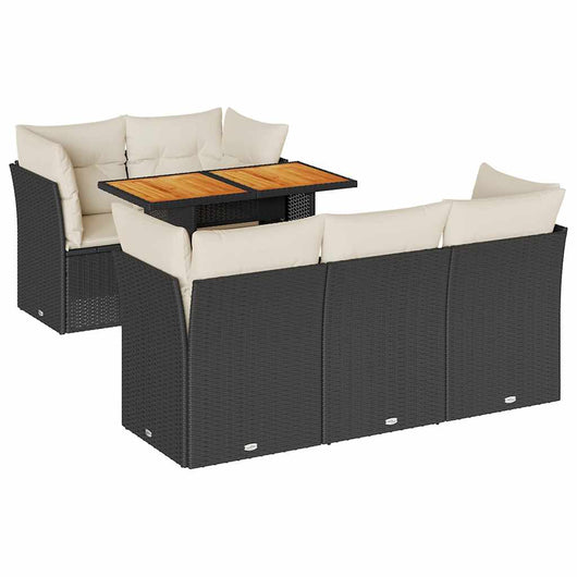 vidaXL Set Divano da Giardino 6 pz con Cuscini Nero in Polyrattan