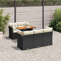 vidaXL Set Divano da Giardino 6 pz con Cuscini Nero in Polyrattan