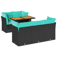 Set Divano da Giardino 6 pz con Cuscini Nero in Polyrattan 3326885
