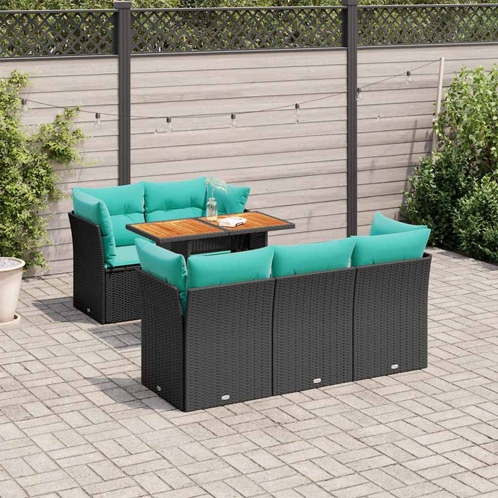 Set Divano da Giardino 6 pz con Cuscini Nero in Polyrattan 3326885