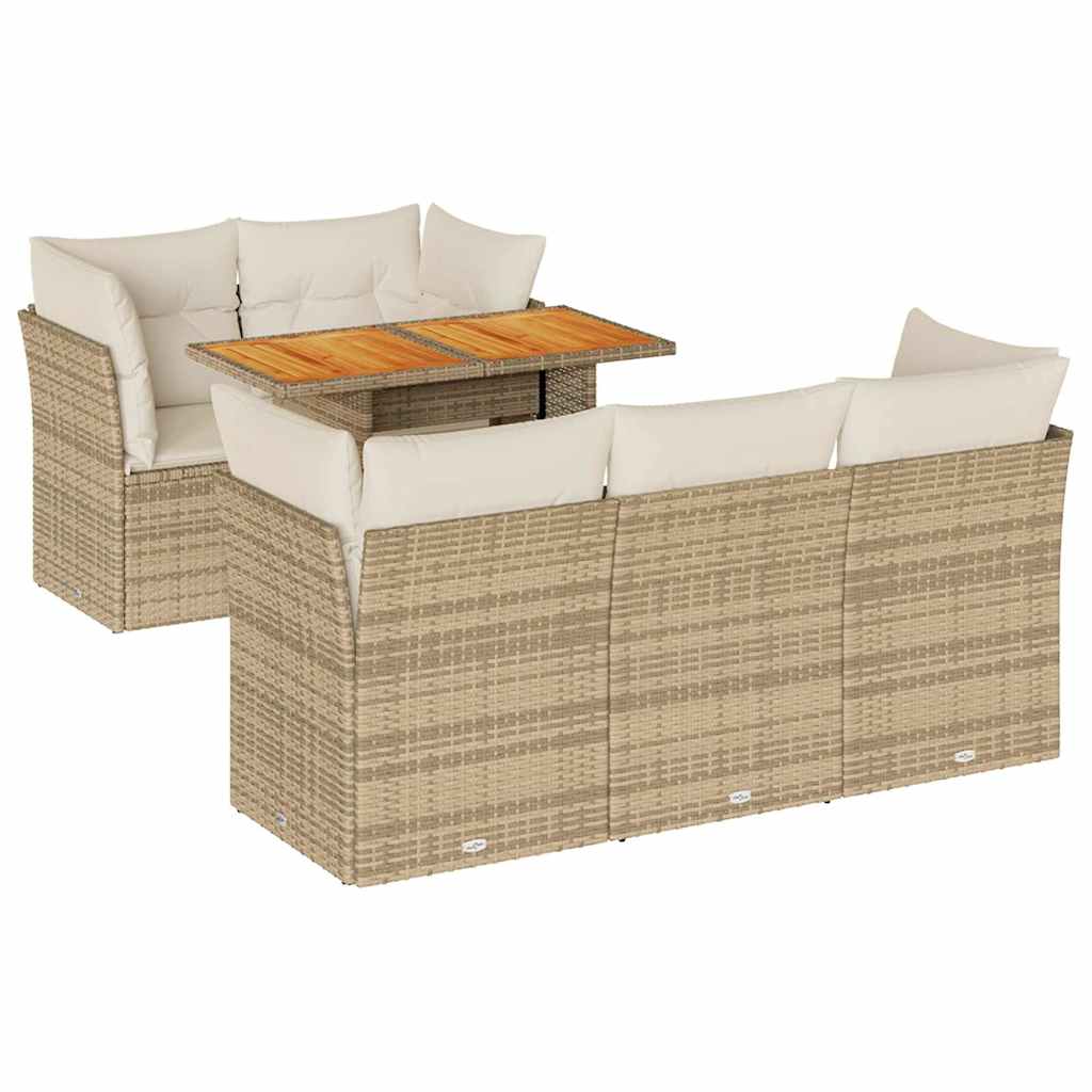 vidaXL Set Divano da Giardino 6 pz con Cuscini Beige in Polyrattan
