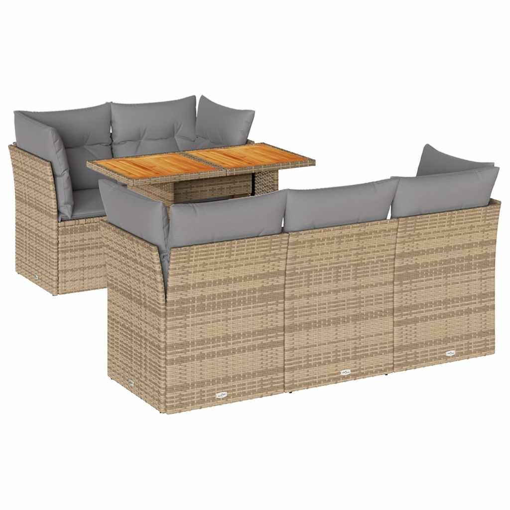 vidaXL Set Divano da Giardino 6 pz con Cuscini Beige in Polyrattan