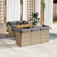 vidaXL Set Divano da Giardino 6 pz con Cuscini Beige in Polyrattan