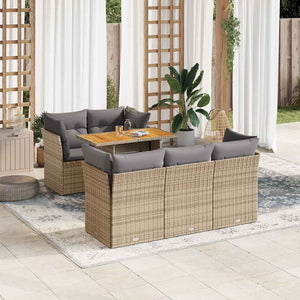 vidaXL Set Divano da Giardino 6 pz con Cuscini Beige in Polyrattan