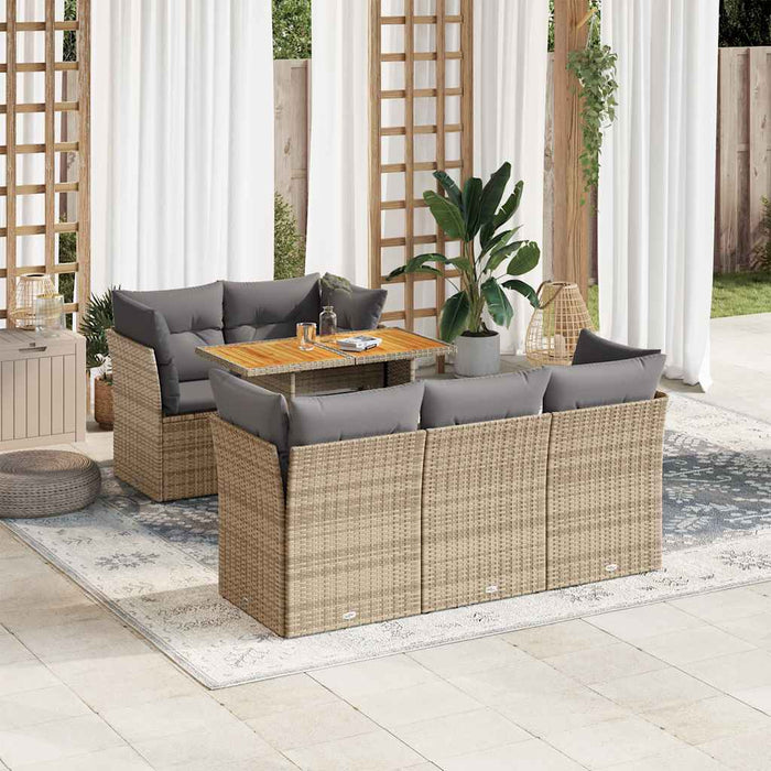 vidaXL Set Divano da Giardino 6 pz con Cuscini Beige in Polyrattan