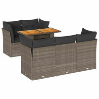 Set Divano da Giardino 6 pz con Cuscini Grigio in Polyrattan