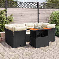 vidaXL Set Divani da Giardino con Cuscini 7pz Nero Polyrattan